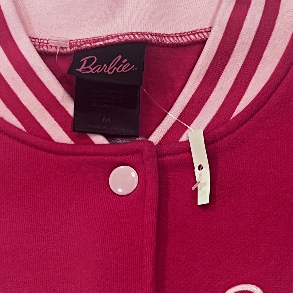 NWT Barbie Embroidered Girls Varsity Jacket -Juniors Large - Picture 4 of 5